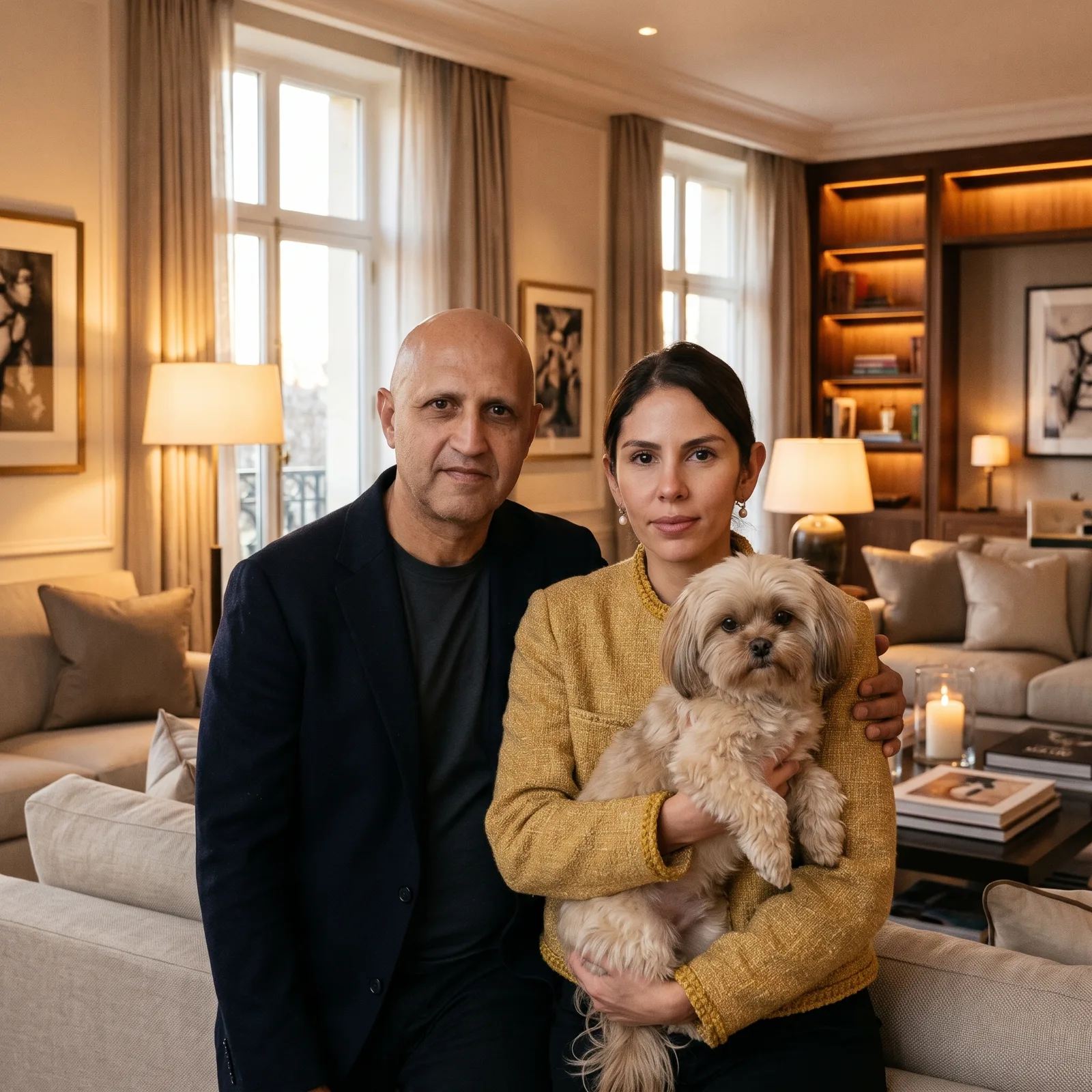 Fabián, Isa and Bonbon at home in Vancouver